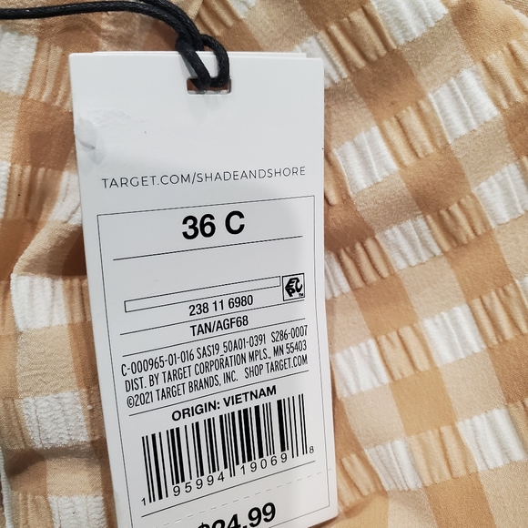 Shade & Shore Brown Gingham Bikini Set Top : 36C Bottom: XL - Picture 2 of 8